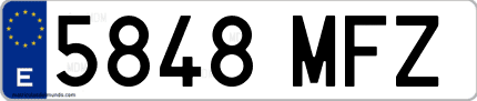 Ejemplo de matrícula de coche ordinaria 5848 MFZ
