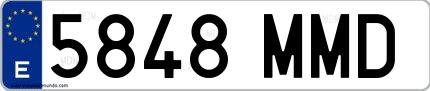 Ejemplo de matrícula española 5848 MMD