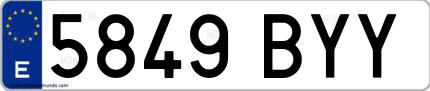 Ejemplo de matrícula española 5849 BYY