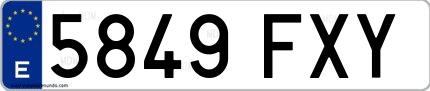 Ejemplo de matrícula española 5849 FXY