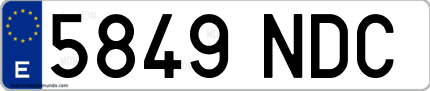 Ejemplo de matrícula de coche ordinaria 5849 NDC