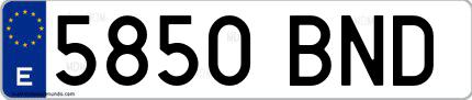 Ejemplo de matrícula española 5850 BND