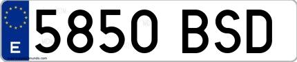 Ejemplo de matrícula española 5850 BSD