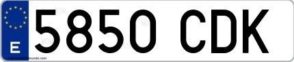 Ejemplo de matrícula española 5850 CDK