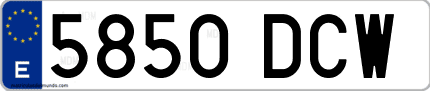 Ejemplo de matrícula de coche ordinaria 5850 DCW