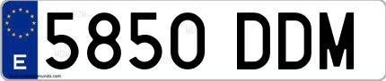 Ejemplo de matrícula española 5850 DDM