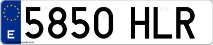 Ejemplo de matrícula española 5850 HLR