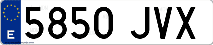 Ejemplo de matrícula de coche ordinaria 5850 JVX