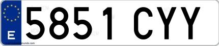 Ejemplo de matrícula española 5851 CYY