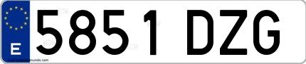 Ejemplo de matrícula española 5851 DZG