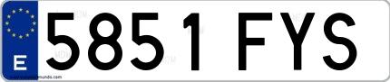 Ejemplo de matrícula española 5851 FYS