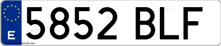 Ejemplo de matrícula de coche ordinaria 5852 BLF