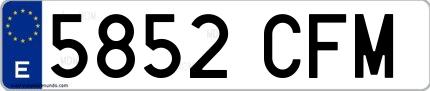 Ejemplo de matrícula española 5852 CFM