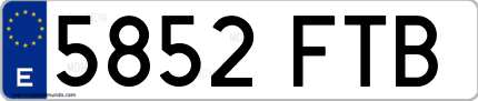 Ejemplo de matrícula de coche ordinaria 5852 FTB