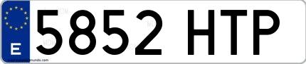 Ejemplo de matrícula española 5852 HTP