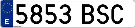 Ejemplo de matrícula española 5853 BSC