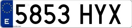 Ejemplo de matrícula española 5853 HYX