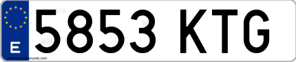Ejemplo de matrícula de coche ordinaria 5853 KTG