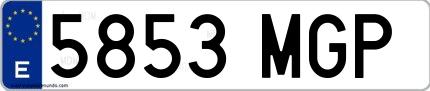 Ejemplo de matrícula española 5853 MGP
