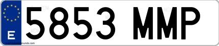 Ejemplo de matrícula española 5853 MMP