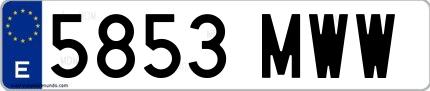 Ejemplo de matrícula española 5853 MWW