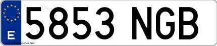 Ejemplo de matrícula española 5853 NGB