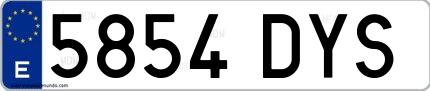 Ejemplo de matrícula española 5854 DYS