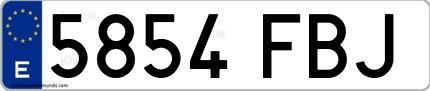 Ejemplo de matrícula española 5854 FBJ