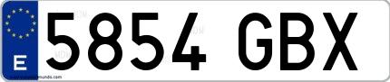 Ejemplo de matrícula española 5854 GBX