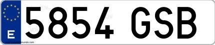 Ejemplo de matrícula española 5854 GSB