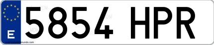 Ejemplo de matrícula de coche ordinaria 5854 HPR