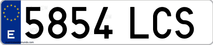 Ejemplo de matrícula de coche ordinaria 5854 LCS