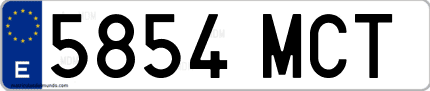 Ejemplo de matrícula de coche ordinaria 5854 MCT