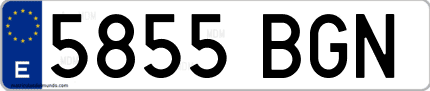 Ejemplo de matrícula de coche ordinaria 5855 BGN