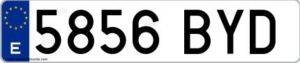 Ejemplo de matrícula española 5856 BYD
