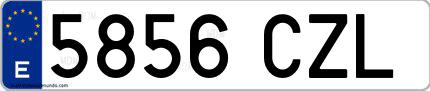 Ejemplo de matrícula española 5856 CZL