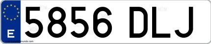 Ejemplo de matrícula de coche ordinaria 5856 DLJ