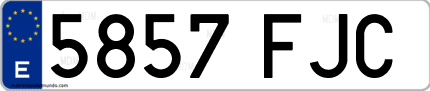 Ejemplo de matrícula de coche ordinaria 5857 FJC