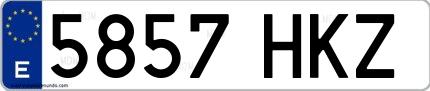 Ejemplo de matrícula española 5857 HKZ