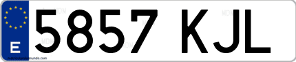 Ejemplo de matrícula de coche ordinaria 5857 KJL