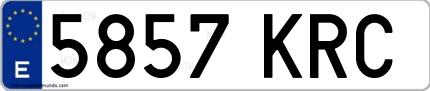 Ejemplo de matrícula española 5857 KRC