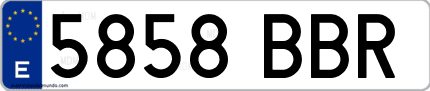 Ejemplo de matrícula de coche ordinaria 5858 BBR