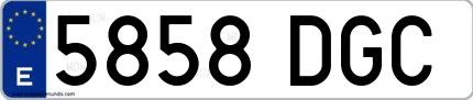 Ejemplo de matrícula española 5858 DGC