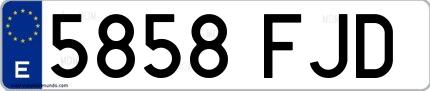Ejemplo de matrícula española 5858 FJD