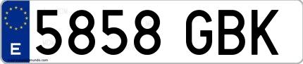 Ejemplo de matrícula española 5858 GBK