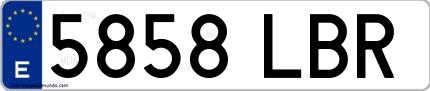Ejemplo de matrícula española 5858 LBR