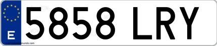 Ejemplo de matrícula española 5858 LRY