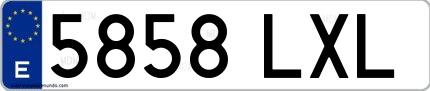 Ejemplo de matrícula española 5858 LXL