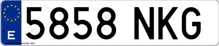 Ejemplo de matrícula española 5858 NKG
