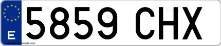 Ejemplo de matrícula española 5859 CHX
